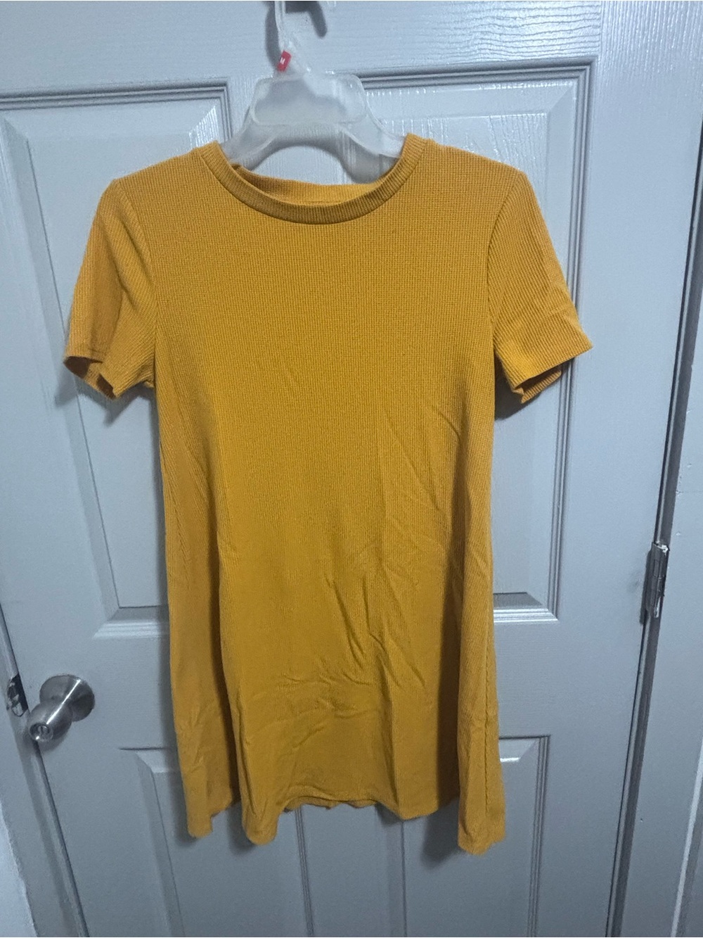 Forever 21 Dress Mustard Yellow Women Size Medium Yellow Short Sleeve Rayon Mini